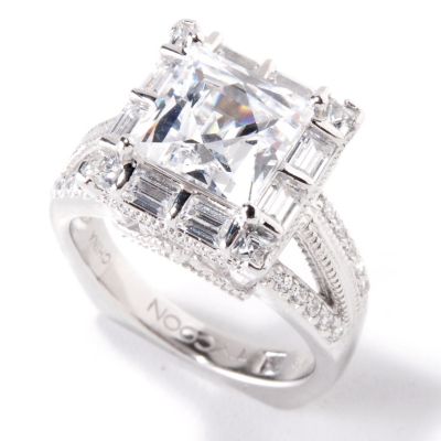 TYCOON SS/PLAT SQUARE CUT WITH HALO RING