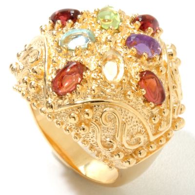SS/18KYGP RING DOMED W/GEMSTONE