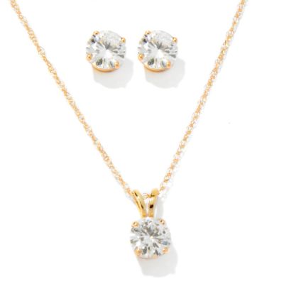 MOISSANITE 14K/CHOICE 5MM STUD AND PENDANT SET