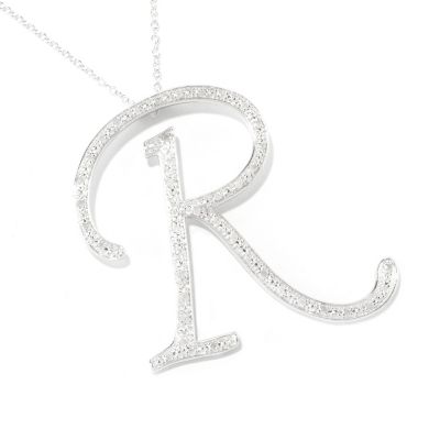 119-478 - Diamond Treasures Sterling Silver Diamond Initial Pendant w/ 24'' Chain