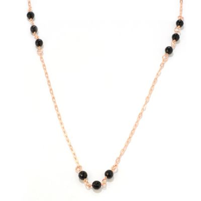 BRONZE/18KGP NECK ELONGATED CABLE LINK w/ FACETED GEM STATION WRAP-AROUND - 110"