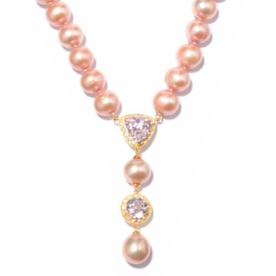 SS/P 23" DYED FWP & GEMSTONE NECKLACE