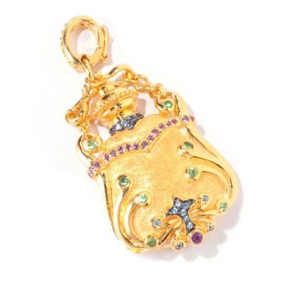 SS/PLATING AMETHYST, TSAVORITE & BLUE TOPAZ PERFUME BOTTLE LOCKET