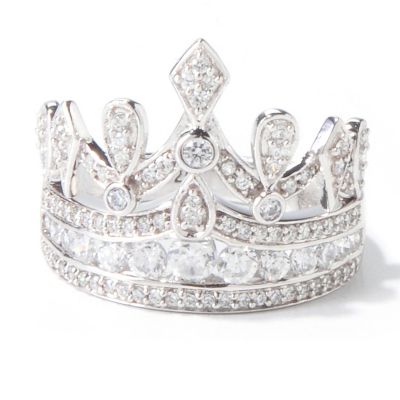 119-742 - Brilliante&reg; Platinum Embraced 1.78 DEW Round Cut Simulated Diamond Crown Ring