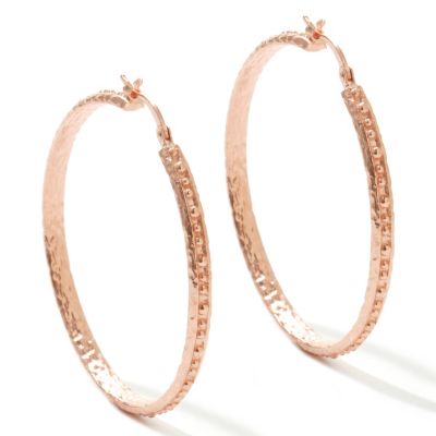 BRONZE/18KGP EAR PALLINATO 1.5" HOOP