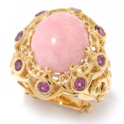 SS/YG VERM PINK OPAL WITH RHOD RING