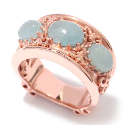 SS/RG VERMEIL OVAL MILKY AQUA CAB