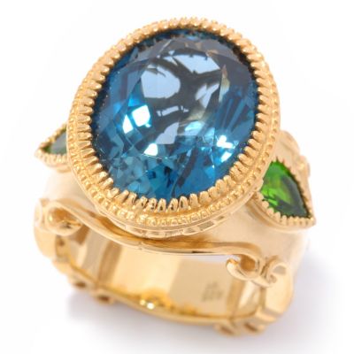 119-778 - Dallas Prince Designs 12.70ctw London Blue Topaz & Chrome Diopside Oval Ring