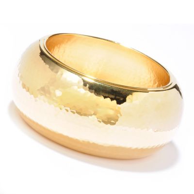 BRONZE/18KGP BRAC HIGH-POLISHED MARTELLATO WIDE SLIP-ON BANGLE