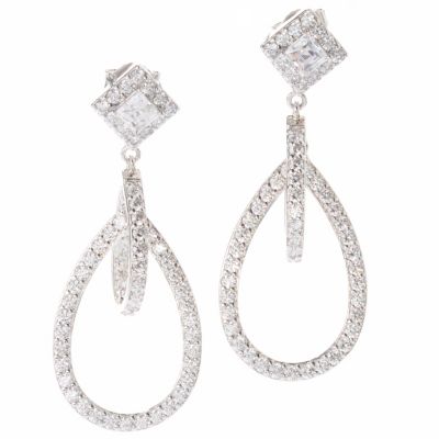 119-875 - TYCOON for Brilliante&reg; Platinum Embraced&trade; 3.30 DEW Square & Round Double-Drop Earrings