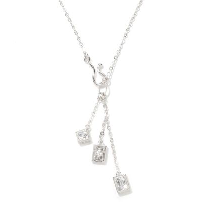 TYCOON SS/PLAT 3 RECTANGULAR DROP NECKLACE 18"