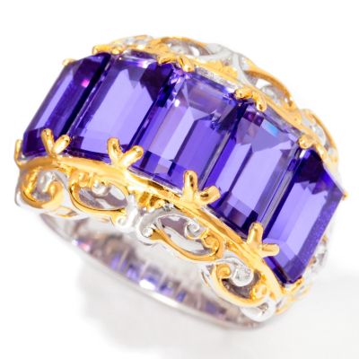 SS/PALL/18KGP RING FANCY-CUT QUARTZ DOUBLET BAND