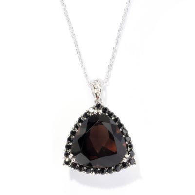 SS/PLAT PEND TRILLION WHT QTZ W/ BLK SPINEL