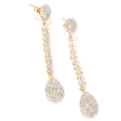 14K YG PAVE DIAMOND DROP EARRINGS