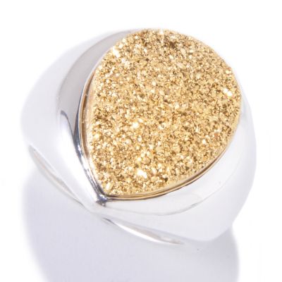 SEMPRESILVER[TM] STERLING SILVER PEAR SHAPED DRUSY RING