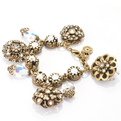 120-069 - Sweet Romance&trade; Gold-tone 8'' Aurora Borealis Crystal Chunky Bracelet