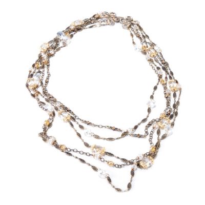 GOLDTONE CRYSTAL KNOT MULTISTRAND NECKLACE