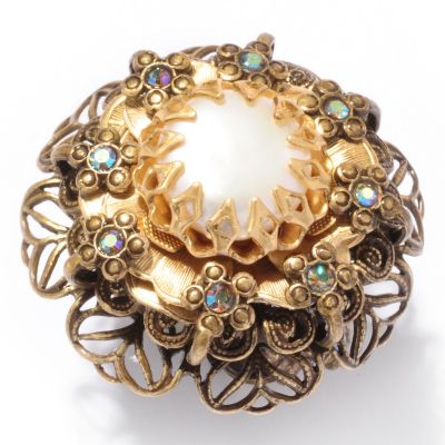 SWEET ROMANCE GOLDTONE CORAL FORGET ME NOT RING