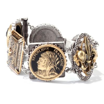 SWEET ROMANCE GOLDTONE FRENCH BRONZE & SILVERTONE LINK BRACELET