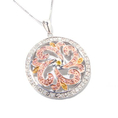 SS TRI-TONE RG/YG/WG DIAMOND PENDANT