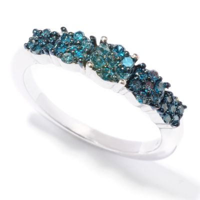 120-193 - Diamond Treasures Sterling Silver 0.33ctw Colored Diamond Five-Station Ring