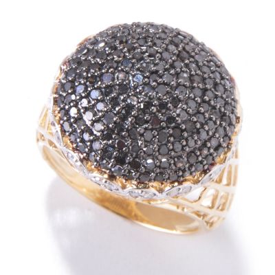 120-209 - Diamond Treasures 14K Gold 1.40ctw Black & White Diamond Pave Dome Ring