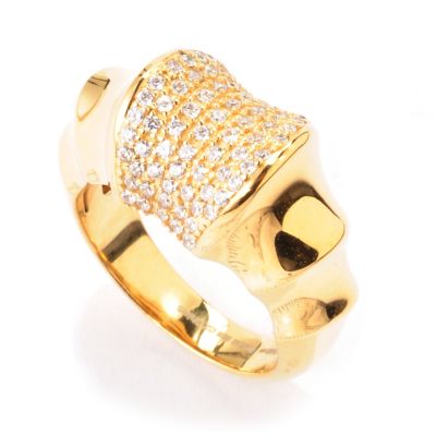 120-224 - Sonia Bitton for Brilliante&reg; Gold Embraced Pave Bamboo Ring
