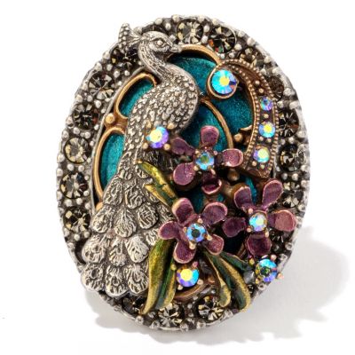 120-261 - Sweet Romance&trade; Two-tone Crystal Peacock Ring 