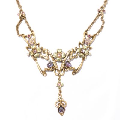 GOLDTONE LILAC ART NOUVEAU NECKLACE