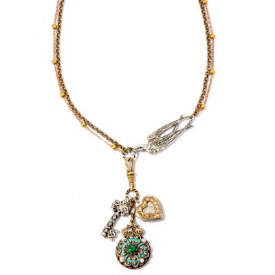 120-272 - Sweet Romance&trade; 34'' Two-tone Malachite ''Small Treasures'' Necklace
