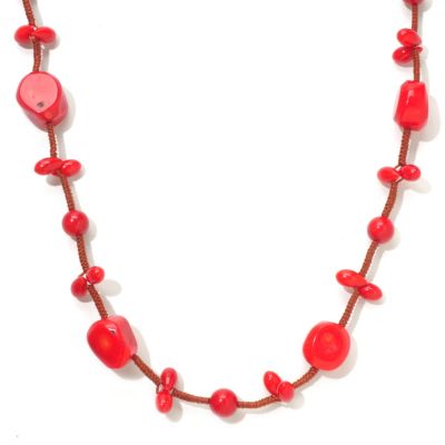 120-302 - 49" Dyed Red Sea Bamboo Cord Necklace  