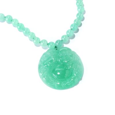 CARVED GREEN JADE BUDDAH NECKLACE