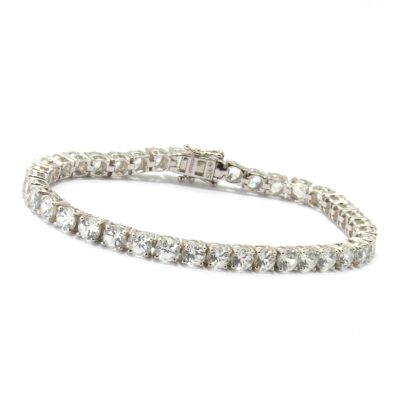 120-373 - Gem Treasures Sterling Silver White Zircon Bracelet