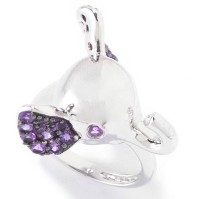 SS ELEPHANT RING WITH AMYTHEST PAVE EARS