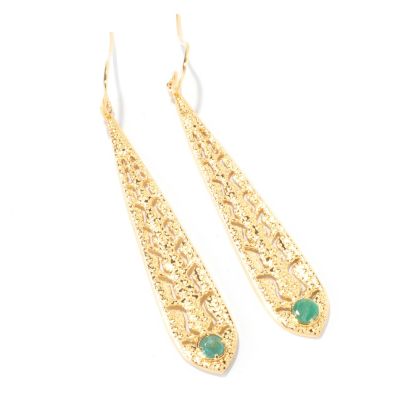 120-401 - Porsamo Bleu Gemstone Elongated & Textured Drop Earrings