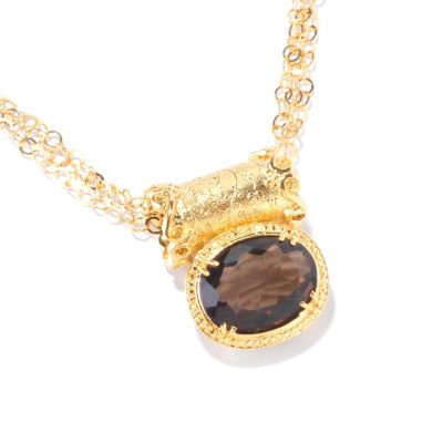PORSAMO BLEU SS/21KV NECK SMOKY QUARTZ SLIDE & 18" MULTI-STRAND