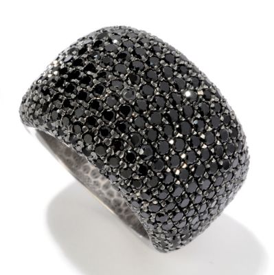 120-416 - Gem Treasures Sterling Silver 4.18ctw Pave Black Spinel Dome Ring