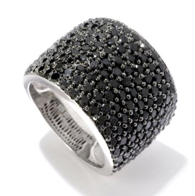 120-417 - Gem Treasures Sterling Silver 2.03ctw Black Spinel Pave Dome Ring