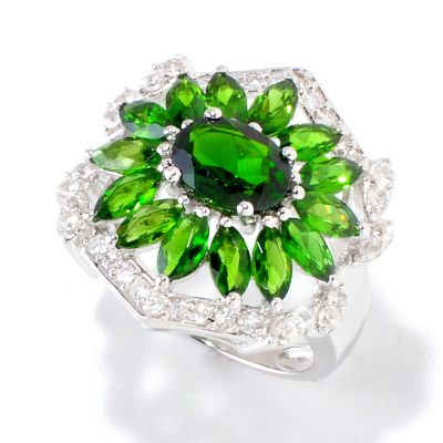 SS MQ CHROME DIOPSIDE W/ WHITE ZIRCON RING