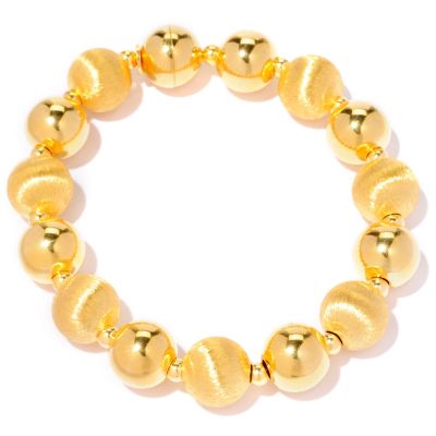 SS/18KGP BRAC SATIN/POLISHED BEADS w/ MAGNETIC CLASP