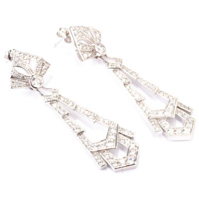 CL SS/PLAT ROUND CUT VINTAGE DROP EARRINGS