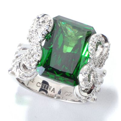 120-502 - Charlie Lapson for Brilliante&reg; Platinum Embraced&trade; Simulated Emerald Radiant Cut Ring
