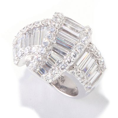 CL SS/PLAT BAGUETTE AND ROUND KNOT RING