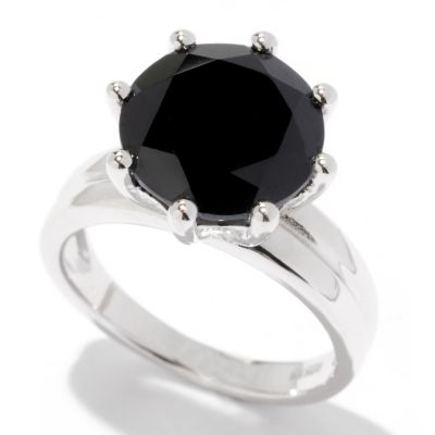 SS SOLITAIRE BLACK SPINEL RING 11MM