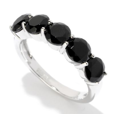 SS FIVE STONE BLACK SPINEL RING