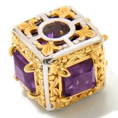 SS/PALL/18KGP CHARM PRINCESS-CUT GEM CUBE "GIFTBOX"