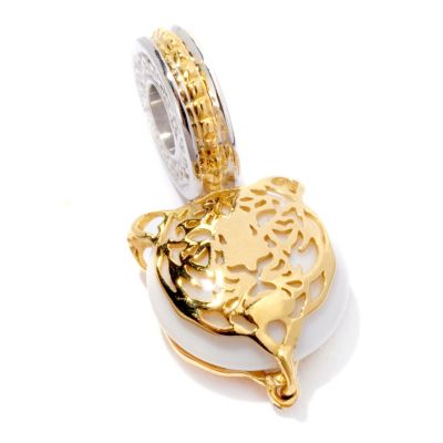 SS/PALL/18KGP CHARM BLACK ONYX "PANTHER" DROP