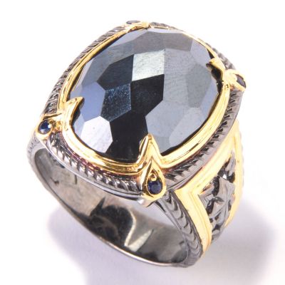 120-559 - Men's en Vogue II 20 x 15mm Hematite & Sapphire Ring