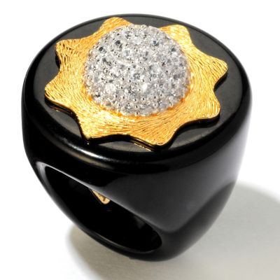 120-577 - Fern Freeman for Brilliante&reg; Two-tone 1.59 DEW Resin Pave Sun Ring
