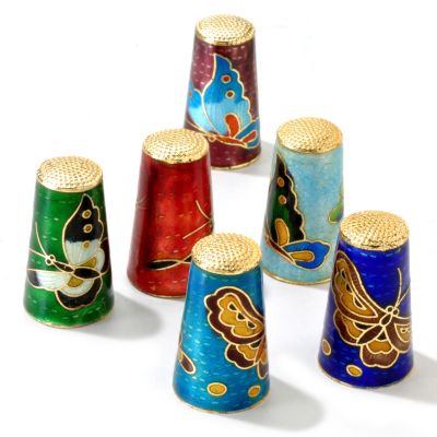 SET OF SIX CLOISONNE THIMBLES
